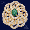 Decorative Festive Floral 18K Gold + Diamond Statement Ring