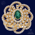 Royal Lustrous Floral 18K Gold + Diamond Statement Ring