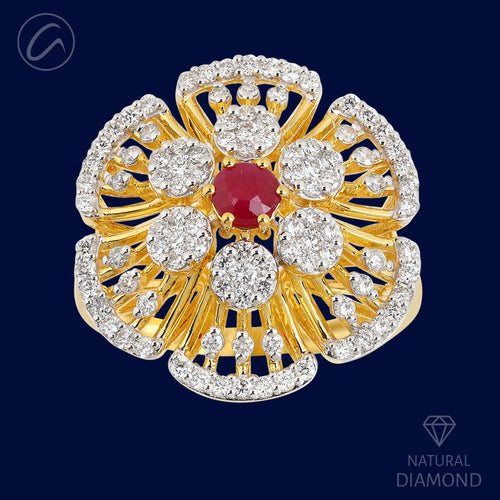 Timeless Floral 18K Gold + Diamond Statement Ring