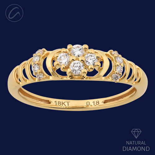 Petite Floral Diamond + 18k Gold Ring