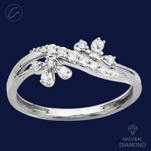 Flowing Floral 18k White Gold + Diamond Ring