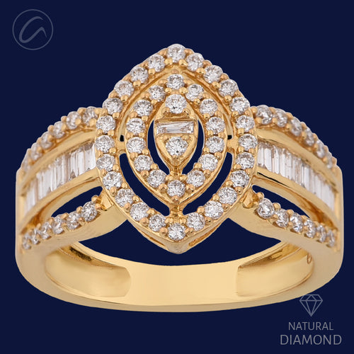 Stunning Marquise Shaped 18K Gold + Diamond Ring
