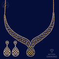 Elegant Contemporary Drop Diamond + 18k Gold Necklace Set