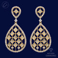 Elegant Contemporary Drop Diamond + 18k Gold Necklace Set