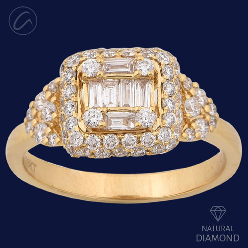 Attractive Geometric 18K Gold + Diamond Ring