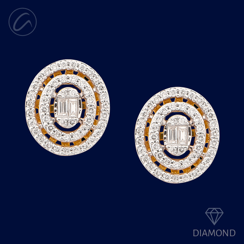 Bold Bright Open Oval 18K Gold + Diamond Earrings