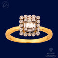 Graceful Two Tier Square 18K Gold + Diamond Ring