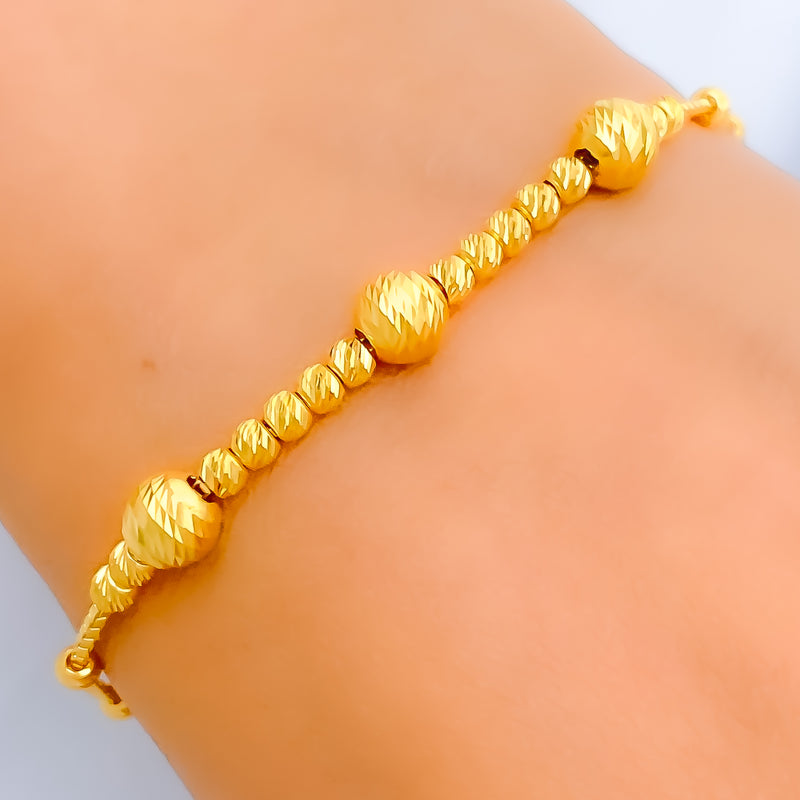 Alternating Striped 21k Gold Bolo Bracelet