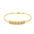Glowing Dual Lined 22k Gold Flexi Bangle Bracelet W/Pearl