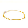 Glowing Dual Lined 22k Gold Flexi Bangle Bracelet W/Pearl