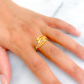 Stylish Flowy 22k Gold Trendy CZ Ring