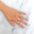 Stylish Flowy 22k Gold Trendy CZ Ring
