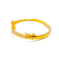 Lavish Overlapping 22k Gold CZ Bangle Bracelet 