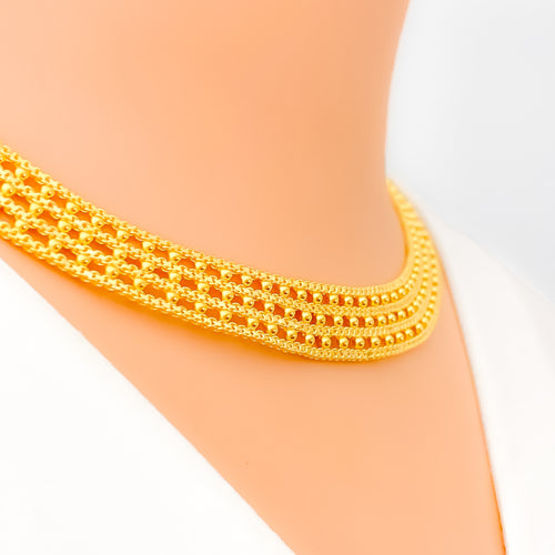 Minimalist Elegant Sculptural 22k Gold Necklace Set