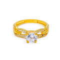 Bold Graceful 22k Gold CZ Ring