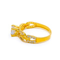 Bold Graceful 22k Gold CZ Ring
