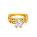 Beautiful Radiant 22k Gold CZ Ring