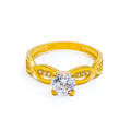 Exquisite Poised 22k Gold CZ Ring