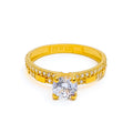 Modern Glamorous 22k Gold CZ Ring