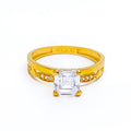 Reflective Rectangular 22k Gold CZ Ring