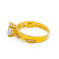 Reflective Rectangular 22k Gold CZ Ring
