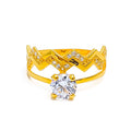 Gleaming Grand 22k Gold CZ Ring