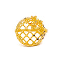 Dome Netted Floral 22k Gold Ring 