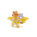 Vibrant Floral Cluster 22k Gold Ring 