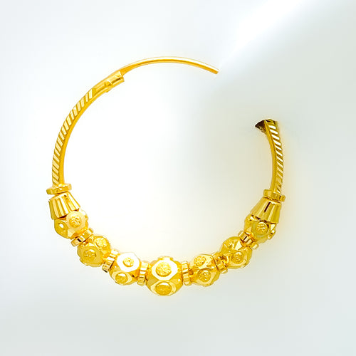Upscale Dotted 22k Gold Bali Earrings
