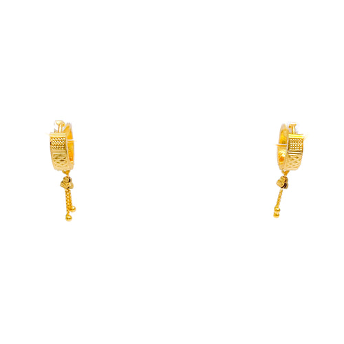 Dazzling Checkered 22k Gold Earrings 