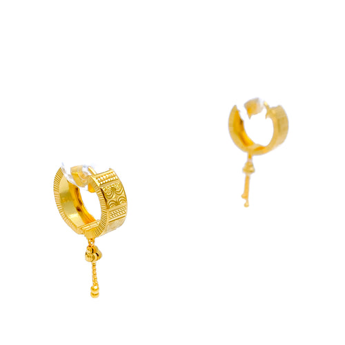 Exclusive Glossy Striped 22k Gold Earrings 