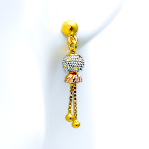 Trendy Multi-Color 22k Gold Hanging Earrings