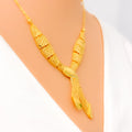 Sleek Asymmetrical 22k Gold Light-weight Necklace Set