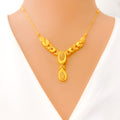 Alternating Leaf Adorned 22k Gold Light-weight Necklace Set
