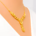 Alternating Leaf Adorned 22k Gold Light-weight Necklace Set