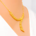 Distinct Reflective Curve 22k Gold Light-weight Necklace Set