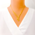 Smart Sophisticated 22k Gold Light-weight Necklace Set