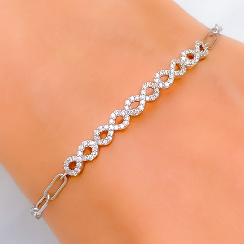 Sophisticated Infinity Loop Diamond + 18k Gold Bracelet 