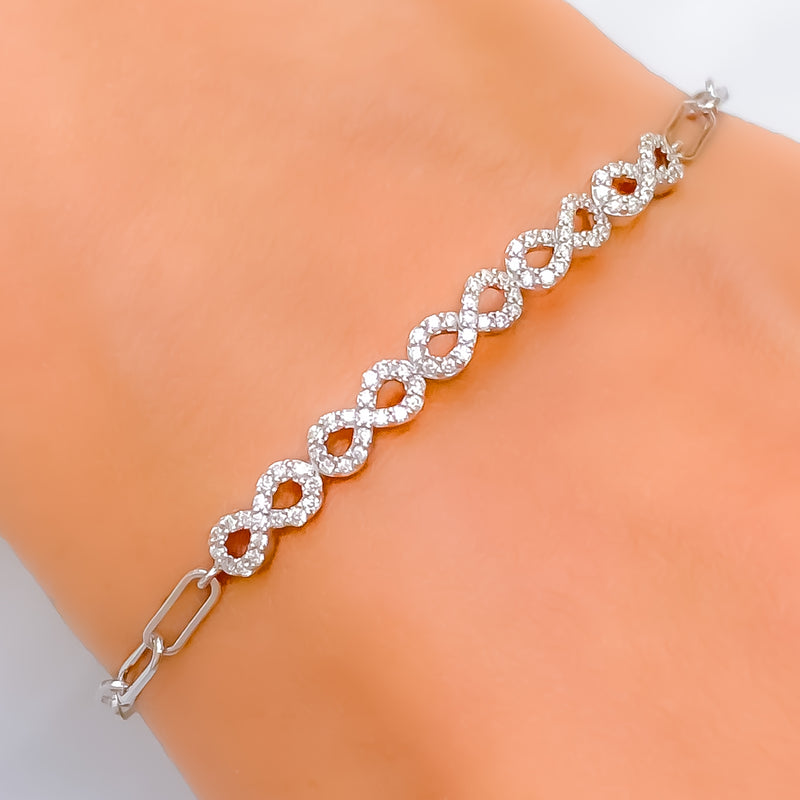 Sophisticated Infinity Loop Diamond + 18k Gold Bracelet 