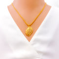 Dazzling Decorative Leaf 22K Gold Pendant Set 