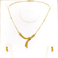 Distinct Reflective Curve 22k Gold Light-weight Necklace Set