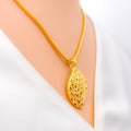 Dazzling Decorative Leaf 22K Gold Pendant Set 