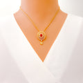 Dazzling Red 22k CZ Pendant Set