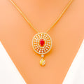 Dazzling Red 22k CZ Pendant Set