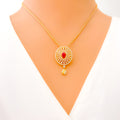 Dazzling Red 22k CZ Pendant Set