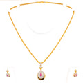 Reflective Moon Adorned 22k Gold CZ Pendant Set 