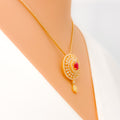 Dazzling Red 22k CZ Pendant Set