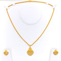 Unique Striped Pear 22K Gold Pendant Set 