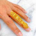  Traditional Gleaming 22k Overall Gold Finger Ring 