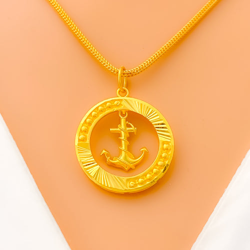 Trendy Adorned 22k Gold Pendant 